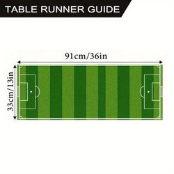 TEMU 1pc Soccer Court Table Runner, Polyester Theme Art Printed Runner For Home Kitchen Birthday Party Dining Table Living Room Decor, Machine Made, 145g/㎡, Without Battery