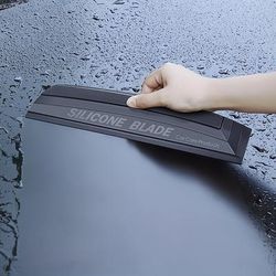 TEMU Shawty 2 Black Silicone Car Wiper Blade, Soft, Small And Light, Easy To Carry, Does Not Damage Glass, Very Suitable For Use Or Car Washing
