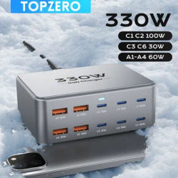 ‌330W Multi Port GaN Charger USB C PD3.0 PPS QC3.0 Desktop Fast Charger Station For Laptop iPhone 15