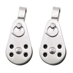 TEMU 2pcs Marine Stainless Steel Pulley, White, Tough, Reliable, Saltwater-proof, Corrosion-resistant, For Rigging, Lifting, Sail Control