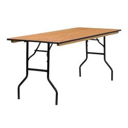 MoTak M145 Rectangular Folding Banquet Table - Plywood Tabletop, 72"W x 30"D x 30 1/4"H, Black