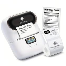 TEMU White Phomemo 20mm-50mm Label Maker - M110 Portable Wireless Thermal Label Printer For Barcode, Apparel, Jewelry, Retail, Mail Labels With 1 Pack Of 40x30mm Labels