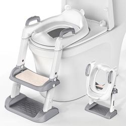 TEMU Potty Training Toilet Seat Toilets Seats Trainer With Stairs Splash Guard Toilet Stool Soft Padded Toddlers Child Height Adjustable Non-slip Childs Wc Chair Step Ladder