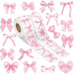 500Pcs/ 1 Roll Cartoon Bow Sticker Label Decoration Sealing Gift Box Sticker Label Stationery Sticker