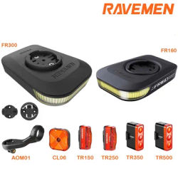 Ravemen Bike Front Rear Light Set FR160/FR300 For Garmin/Wahoo/Bryton TR500/TR250/CL06 Bicycle Taillight AOM01 Mount Bracket Tab