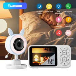 DANMINI nuovo baby monitor con luce notturna RGB da 3,5 "con rilevamento della temperatura per
