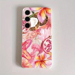 TEMU A Phone Case Featuring A Summer Theme With , Jellyfish, And , Designed To Provide Shock Protection For Galaxy