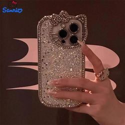 TEMU Luxury Glitter Kt Cat Lens Fashionable Female Model Suitable For Iphone 16 Promax Mobile Case, 16 Pro Max Phone Case Iphone 15 New 14 Promax/15 Promax/16/16 Pro Mobile Shell