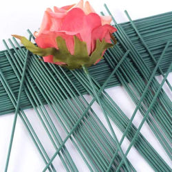Tige de fil Floral en plastique, fleur artificielle, fil de tige verte florale, bricolage, fabrication de bouquets artisanaux, outils d'arrangement Floral, poteau de fleurs