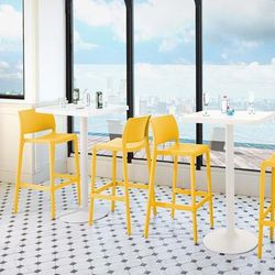 SET OF 2 SENSILLA OUTDOOR STACKABLE BARSTOOL by Polder in Gold