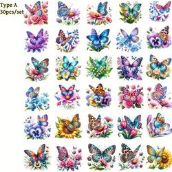 TEMU 30pcs/set Handmade Creative Retro Spring Watercolor Flower Series High Quality Stickers Suitable For Garbage Diary Notebook Decoration Manual Account Diy Cutting Book Stickers