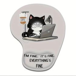 TEMU 1pc Whimsycat Ergonomic Silicone Wrist Rest Pad – Anti-slip, With Hand-drawn Working , Durable Mouse Pad Gift For Use, Girls And Guy