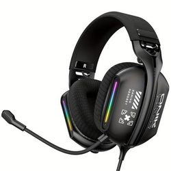 TEMU Onikuma X12 Wired Gaming Headset With 360° Surround Sound, Noise-canceling Mic, And - Black, Retractable Earcups, Ideal For Pc And Video Games, Gaming Headset|sleek Headset|durable Plastic Bod