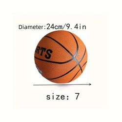 TEMU 1pc Youth Adult Basketball - Brown Size 3/5/, Durable Rubber Outdoor Competition-specific Ball For Team Sports And Training