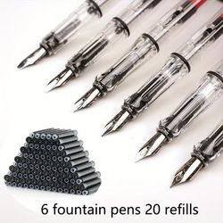 TEMU 6pcs Different Sized Pens + 20 Black Ink, Calligraphy Parallel Pen, Art Tibetan Arabic Writing Pen, Gothic Letter Calligraphy Stationery