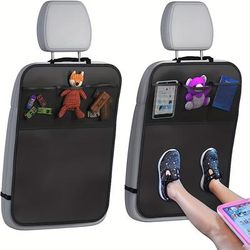 TEMU 1 Sturdy Car Seat Back Protector With Mesh Storage Compartment - Easy To Clean, Suitable For Vehicles, Storing Snacks And Toys