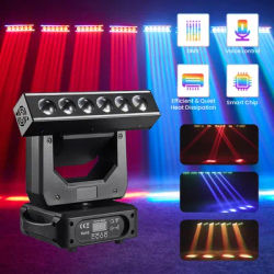 Professionale 6X20W Fascio LED Luce a testa mobile RGBW 4IN1 Dj Luci da discoteca per feste Rotanti DMX512 Mobie Head Effetto scenico per il club