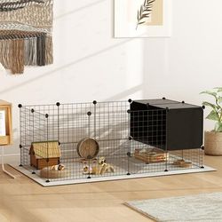 TEMU Pet Playpen, Small Animal Cage Enclosure, C& With Elevated For Guinea Pigs, Hedgehogs, For Indoor Use, 31 Panels, Black