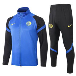 Nike Soccer Jerseys Men Athletic Professional High Collar Full-sleeved Zip-up Football Training Suit Sets Blue Black