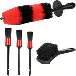 TEMU 5x Car Cleaning Brush Set Long Soft Detailing Brush Wheel Rim Tire Cleaning Kit