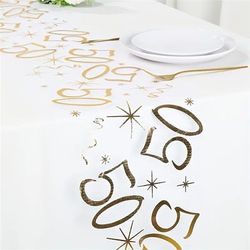 TEMU Happy 50th Birthday Mesh Table Runner Home Dining Room Outdoor Party Decorations, Birthday Party Supplies, Weddings, Celebration Events