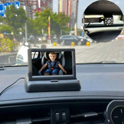 "Miroir de voiture pliable pour bébé et moniteur de caméra de siège arrière avec grand angle,