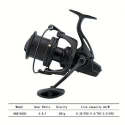 TEMU Black Ngk8000-14000 Long-distance Fishing Reel, Spinning Reel For Sea Fishing, Lure Fishing, And Rock Fishing, Fishing Line Reel.