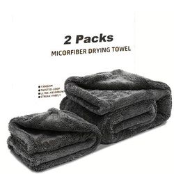 TEMU 2pcs Extra Large Microfiber Drying Towels For Cars, 1300 Gsm, Ultra Absorbent, No Lint, Scratch & Water Spots, 24x36 Inch + 16x16 Inch, Car Detailing, Car Wash Towels