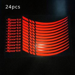 TEMU 24pcs Reflective Car & Motorcycle Wheel Rim Decals - Self-adhesive Vinyl Stickers With Geometric Patterns, Options For Plastic/glass Surfaces, Use, Car Decal Stickers