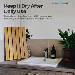TEMU Mantraraj Premium Bamboo Bath Mat - Non-slip Feet, Ideal For Home, Hotels, Spa, Indoor & Outdoor Use Bathroom Duckboard Natural Bamboo Shower Mat Wooden Bath Mat For Bathroom, Sauna & Pool Areas