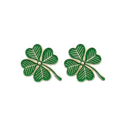 2pcs Lucky Four-leaf Clover Brooch Exquisite and Versatile Alloy Badge Green Plant Buckle Pin Clothing Bag Accessories