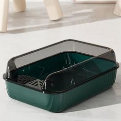 TEMU Cat Litter Tray Litter Box, High Sided Large Cat Litter Tray, Anti-spillage, Easy To Litter Box With , Open Top Kitten Litter Tray For Cats Rabbits, 51x34.5x17cm,green