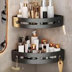 TEMU 1pc/2pcs Bathroom No-drill Wall Shelf, Plastic Hanging Storage Rack For Bathroom, Kitchen Organization, Toothbrush Holder, Cloth Hanger, Soap Dish, Shelves