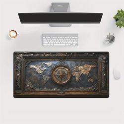 TEMU 1pc Vintage Compass Design Mouse Pad - Anti-slip, Durable Office Accessory With Nautical Charm For Pc & Laptop