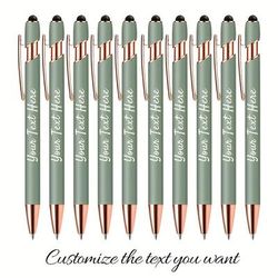 TEMU 10pcs Customizable Morandi Color Metal Ballpoint Pens, Suitable For Business And Special Occasions, Ideal Graduation Gift, 2 In 1 Design, Medium Point, Black Ink, Smooth Writing