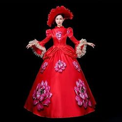 Vintage Rococò Rinascimento Maxi Vestito Normale A sbuffo Principessa Sposa Pieghettato Con Volant Principessa Girocollo Costume Per donna Halloween Carnevale Mascherata Feste Halloween Performance
