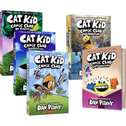 5 Books/set Original Popular Cat Kid Comic Club Books The Adventures of Dav Pilkey Cat Kid Comic ClubEnglish Novel Books