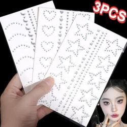 3D Sparkling Acrylic Face Sticker Stars Love Makeup Face Temporary Tattoo Stickers Crystal Stage Self-adhesive Diamond Jewel DIY