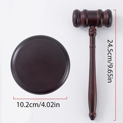 TEMU Premium Wooden Gavel With Sound Base - Dark Wood & Courtroom Hammer For Judges, Auctioneers, And Legal Proceedings