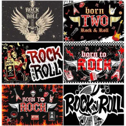 Photography Background Music Theme Poster Fire Guitar Photography Rock Music Happy Birthday