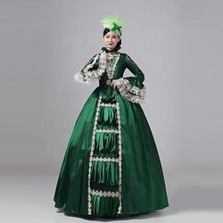 Vintage Principessa Periodo coloniale Maxi Vestito Normale A sbuffo Cenerentola Principessa Scollo a V Costume Tutti Halloween Carnevale Mascherata Feste Halloween Performance Adulti
