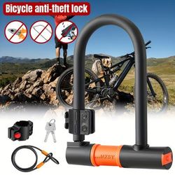 TEMU Bike U-lock With Lock Ring Clip+lock Frame+steel Cable For Road/mountain/folding Bike/motorcycle Bicycle U Locks Dust And Theft Prevention
