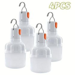 TEMU 4pcs Handheld Flashlight, Outdoor Usb Rechargeable Flashlight With Ipx4 Led Bulbs, Portable Lantern Night Light, High Brightness Light For Emergency, Adventure, Camping, Fishing