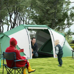 Outsunny 4-6 Man Camping Tent with Living Area and 2 Bedrooms, Hiking Sun Shelter, UV Protection Tunnel Tent