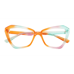 Female s horn Rainbow Orange Plastic Prescription eyeglasses - Eyebuydirect s Rise Up