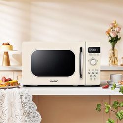 TEMU Comfee' Retro Style 800w 20l Microwave | Small Microwave Oven, 8 Automatic Menus + Of Cooking Power, Including Button, Apricot Cream Appearance - Cm-m202raf (cm), To Cooking Needs!