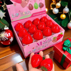 24PCS Lovely Strawberry Lip Balm Strawberry Shaped Lovely LongLasting Moisturizing Lip Balm for Valentine's Day Party Gifts
