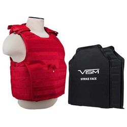 VISM Expert Plate Carrier Vest w/Two 11X14 LVL IIIA Shooters Cut Soft Ballistic Panels Med-2XL Red BSLCVPCVX2963R-A