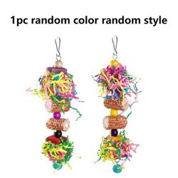TEMU 1pc Vibrant Parrot Toy - Colorful Shredded Paper & Wooden Feeder With Screws & Beads, Parrot Chewing & Playing, Parrot Toy| Design|wooden Feeder