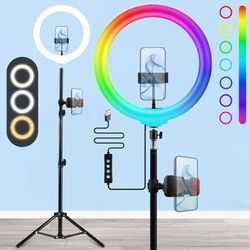 "TEMU Uegogo 12" Rgb Ring Light, Ring Fill Light With 43-inch Retractable Tripod And Phone Clamp, Usb Powered Selfie Light, Photography Light For Live Broadcasting/makeup/video Shooting, Day Gifts"